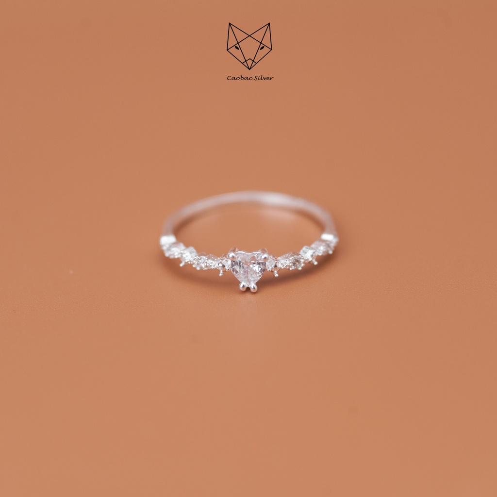 Nhẫn Bạc Ta Cao Cấp CaoBac Silver Thiết Kế Mặt Tim Đính Đá Tính Tế , Lấp Lánh, Mới Lạ Dành Tặng Riêng Cho Bạn Gái