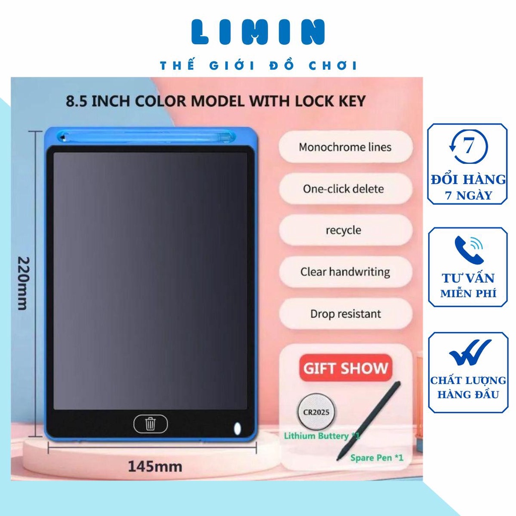 Bảng vẽ điện tử, bảng viết tự xóa thông minh cho bé màn hình LCD 8.5 inch