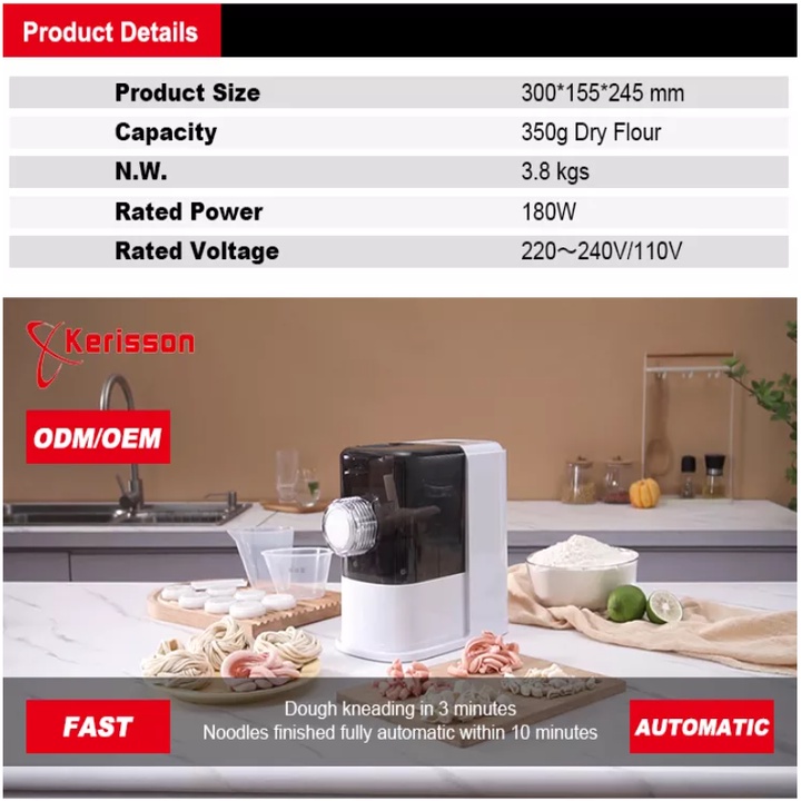 Máy làm mỳ tươi, bún tươi tự động H9 gồm 8 loại khuôn, công suất 180W - Bảo Hành 12 Tháng