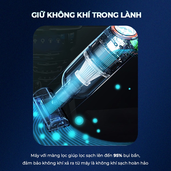 Máy Hút Bụi Cầm Tay Không Dây NEMI Thiết Kế Mini Đi Kèm 3 Đầu Hút Đa Năng Phục Vụ Đầy Đủ Nhu Cầu Cho Cả Gia Đình