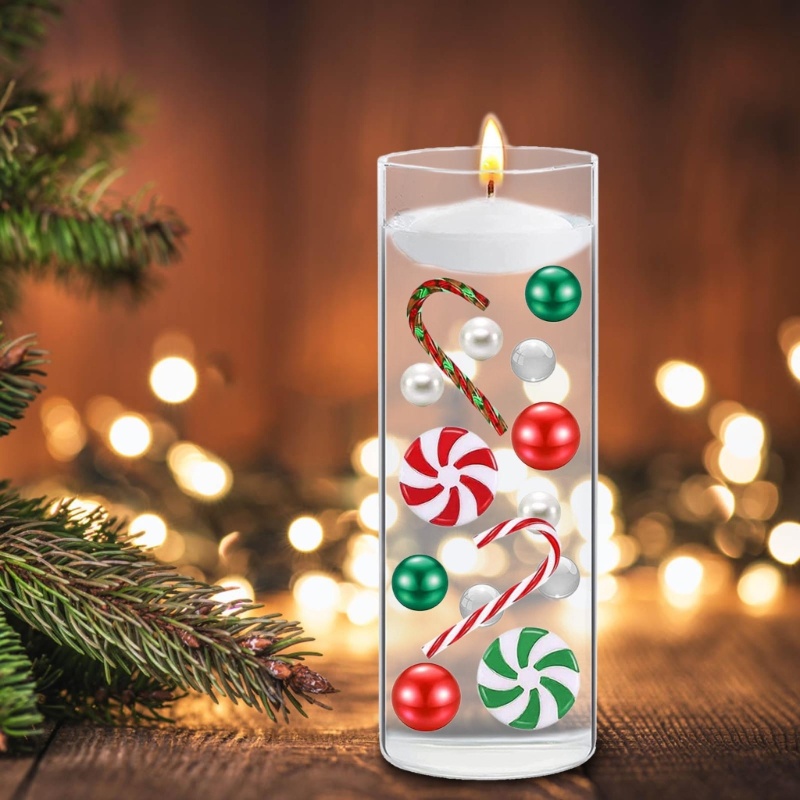 1 Bộ Bình Hoa Giáng Sinh Nổi Trên Mặt Nước Ngọc Trai Nổi Cho Bàn Đám Cưới