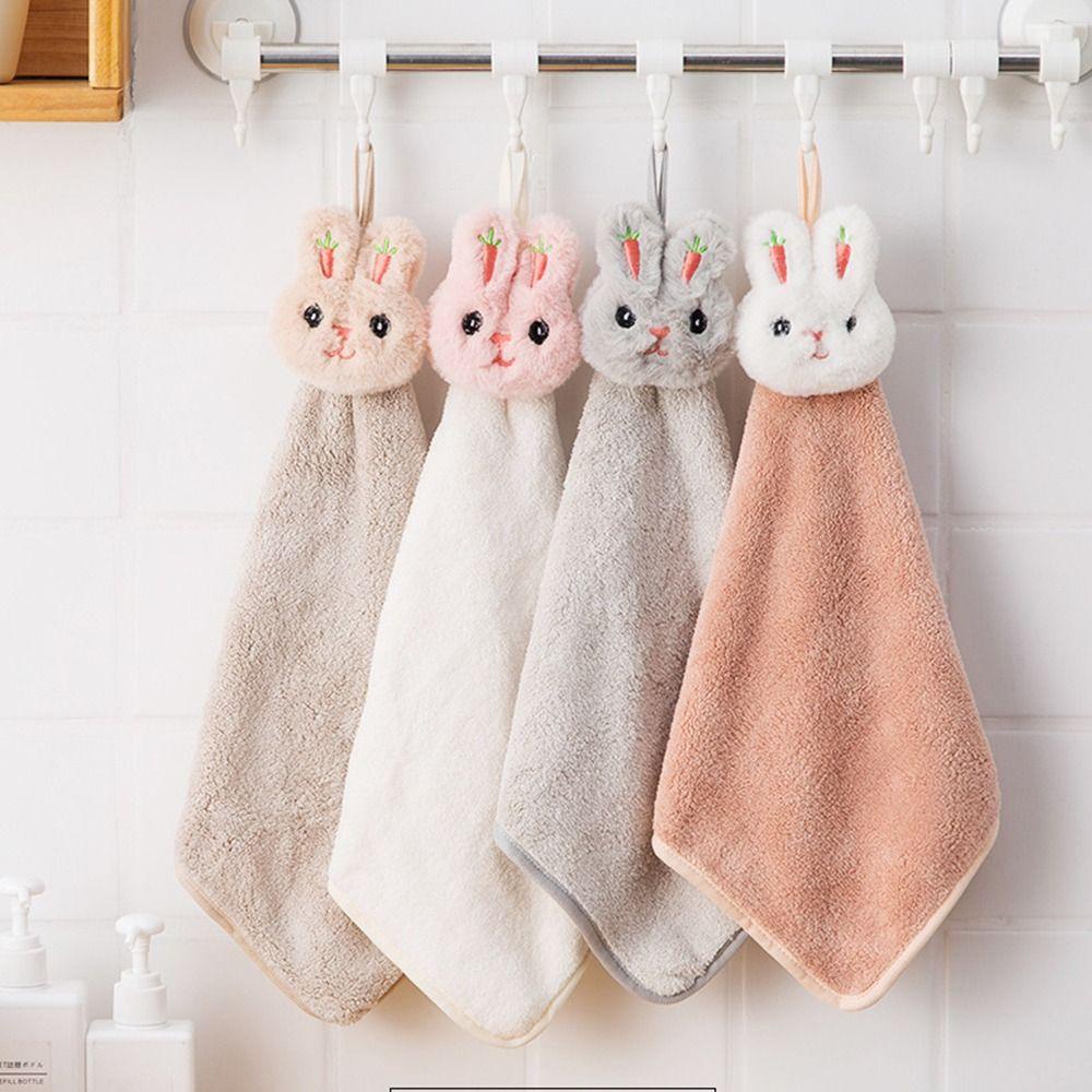 Bộ 2 Khăn Lau Tay Thấm Hút Tốt In Hình Thỏ Dễ Thương