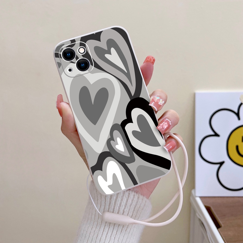Ốp Điện Thoại tpu Viền Thẳng In Trái Tim Cho iPhone 11 13Pro 14 12 7plus 8plus 7 6 6plus x xr xsmax 11Pro max 14plus