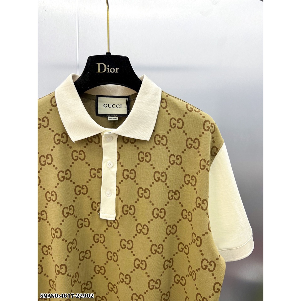 Áo Polo Nam Vân Logo Vàng Tay Be Cao Cấp - Áo Phông Cổ Bẻ GC Chất Cotton Lạnh