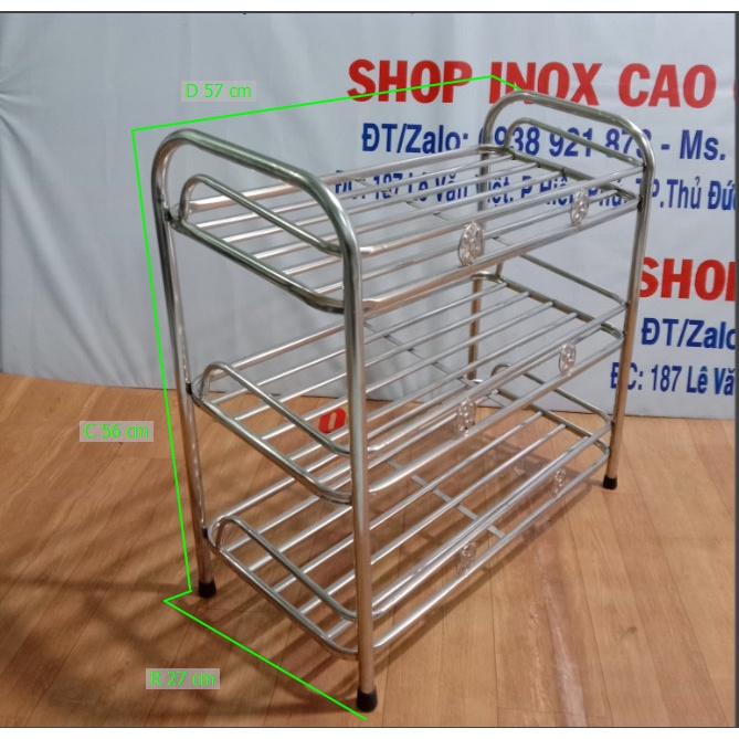 ( HCM ) - Kệ Dép - Kệ Giày Dép 3 Tầng  INOX Cao Cấp - Mã: KD03 -