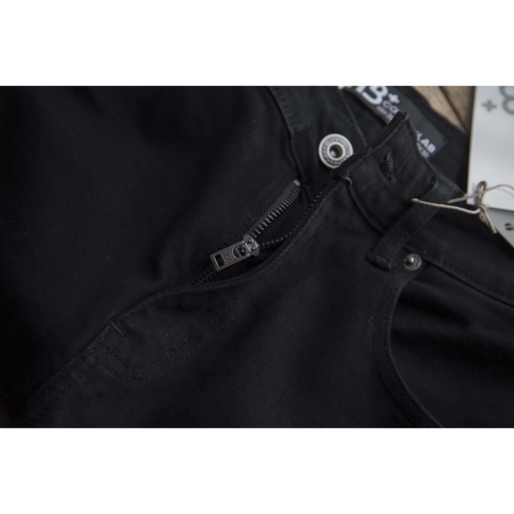 Quần jean nam LAB+COTTONLAB quần bò nam màu đen trơn, rách gối cao cấp chất co giãn không phai màu LAB10401