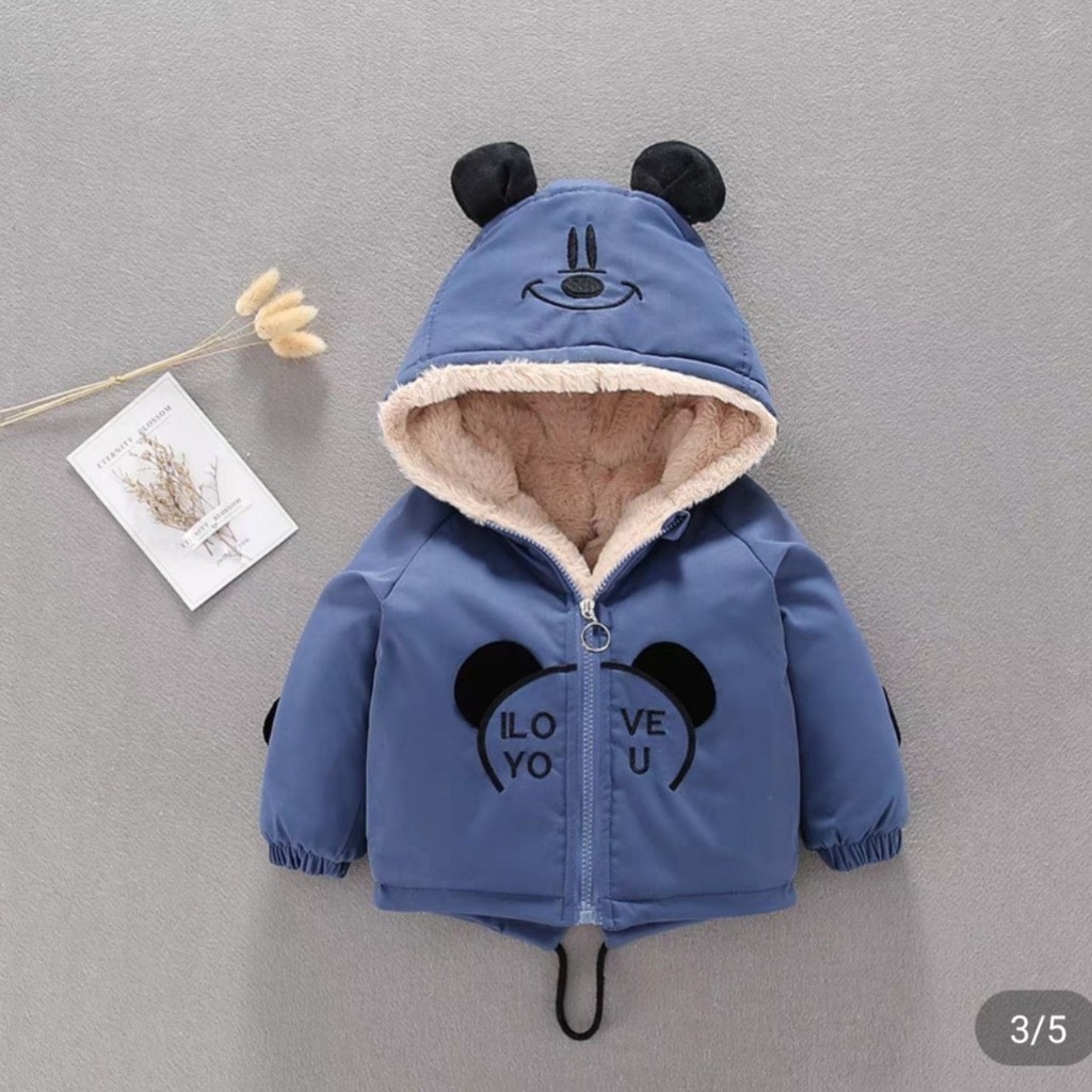 Áo phao cho bé, áo khoác phao bé trai bé gái in hình chú Gấu lót lông cực dầy và ấm cho bé từ 10-25kg-KANGMIN KIDS