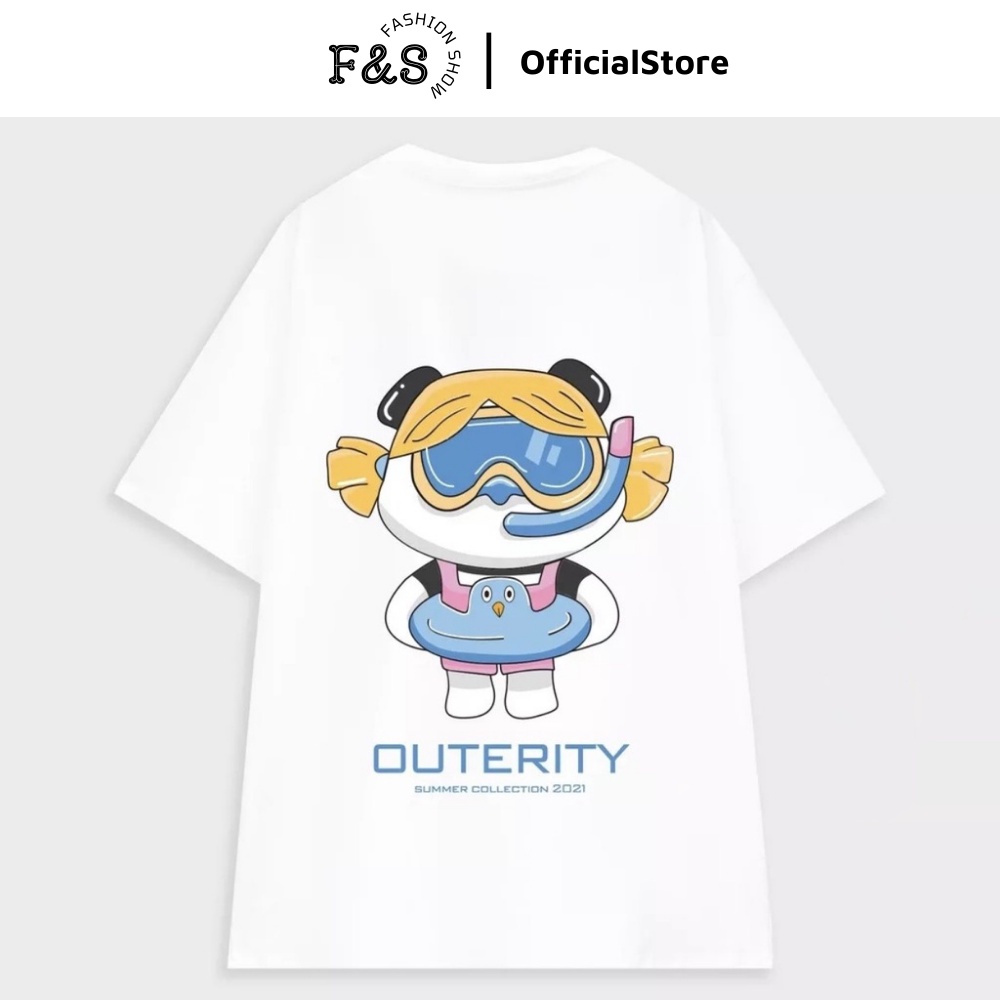 Áo thun tay lỡ unisex cho nam nữ kiểu dáng  in hình OUTERITY MASCOT SUMMER thiết kế form rộng