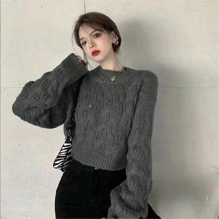 ZHELIHANGFEI Áo Sweater Cổ Tròn Dáng Rộng Thời Trang Hàn Quốc Đơn Giản Dễ Phối Đồ