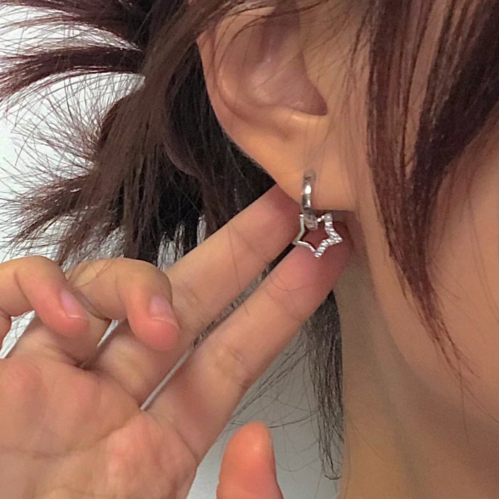 Khuyên Tai Ngắn Thiết Kế Chính Hãng Thiết Kế Ngôi Sao Năm Cánh Đơn Giản Tinh Tế Và Tinh Tế Cho Nữ