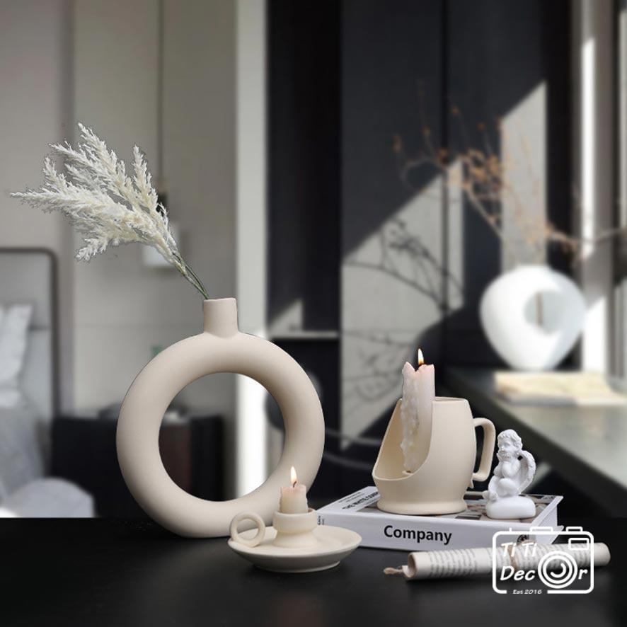 Chân Nến Gốm TiTi Decor Cốc Đựng Nến Phong Cách Bắc Âu Minimalism