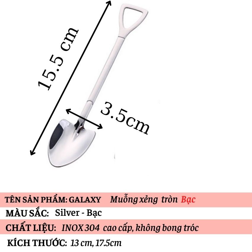 Muỗng inox dụng cụ pha chế  cao cấp, thìa xẻng múc kem  hoa văn siêu đẹp trang trí bàn ăn Galaxy coffee.