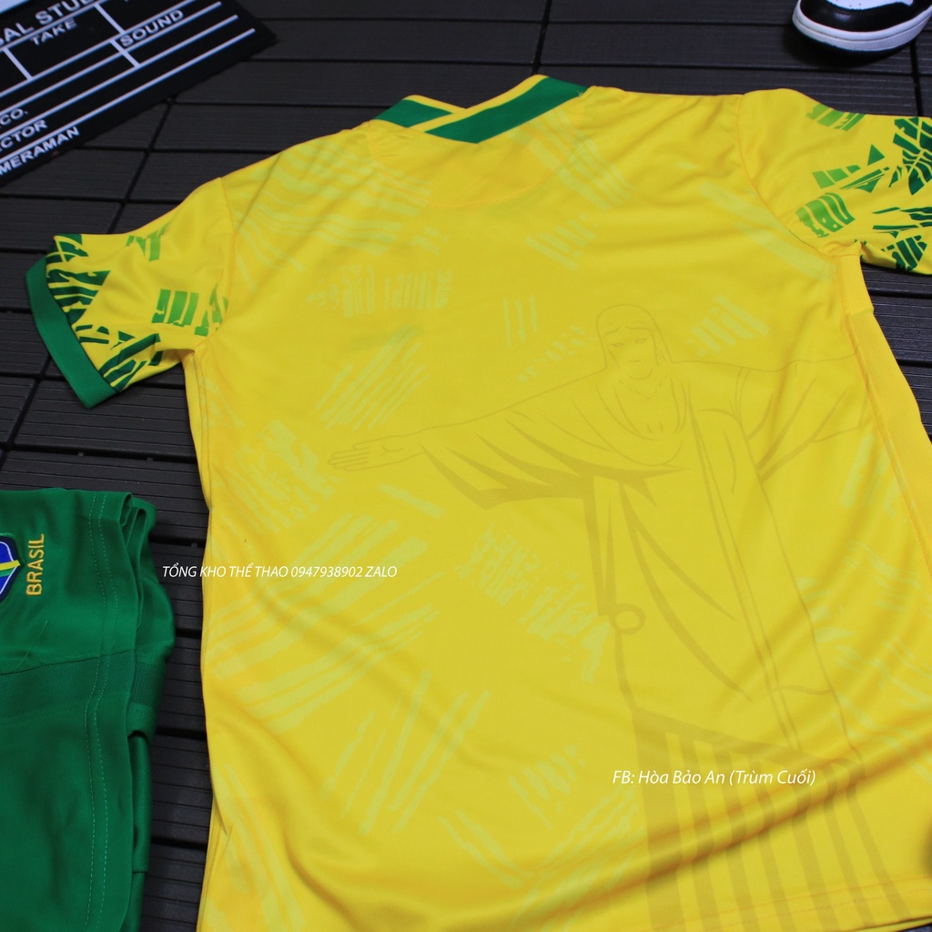 Bộ quần áo đá banh ĐT Brazil quần xanh lá _ WC 2022