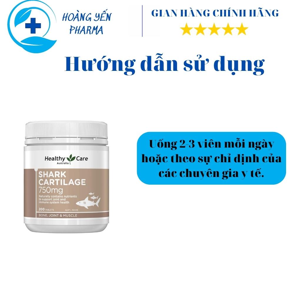Sụn vi cá mập Healthy Care Sharke Cartilage 750mg 200 viên Úc, hỗ trợ các vấn đề về xương khớp-Hoàng Yến Pharma