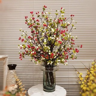  Cành Cherry cổ - Cành dài 100 cm - quả xốp thân sần giả gỗ - decor siêu đẹp 