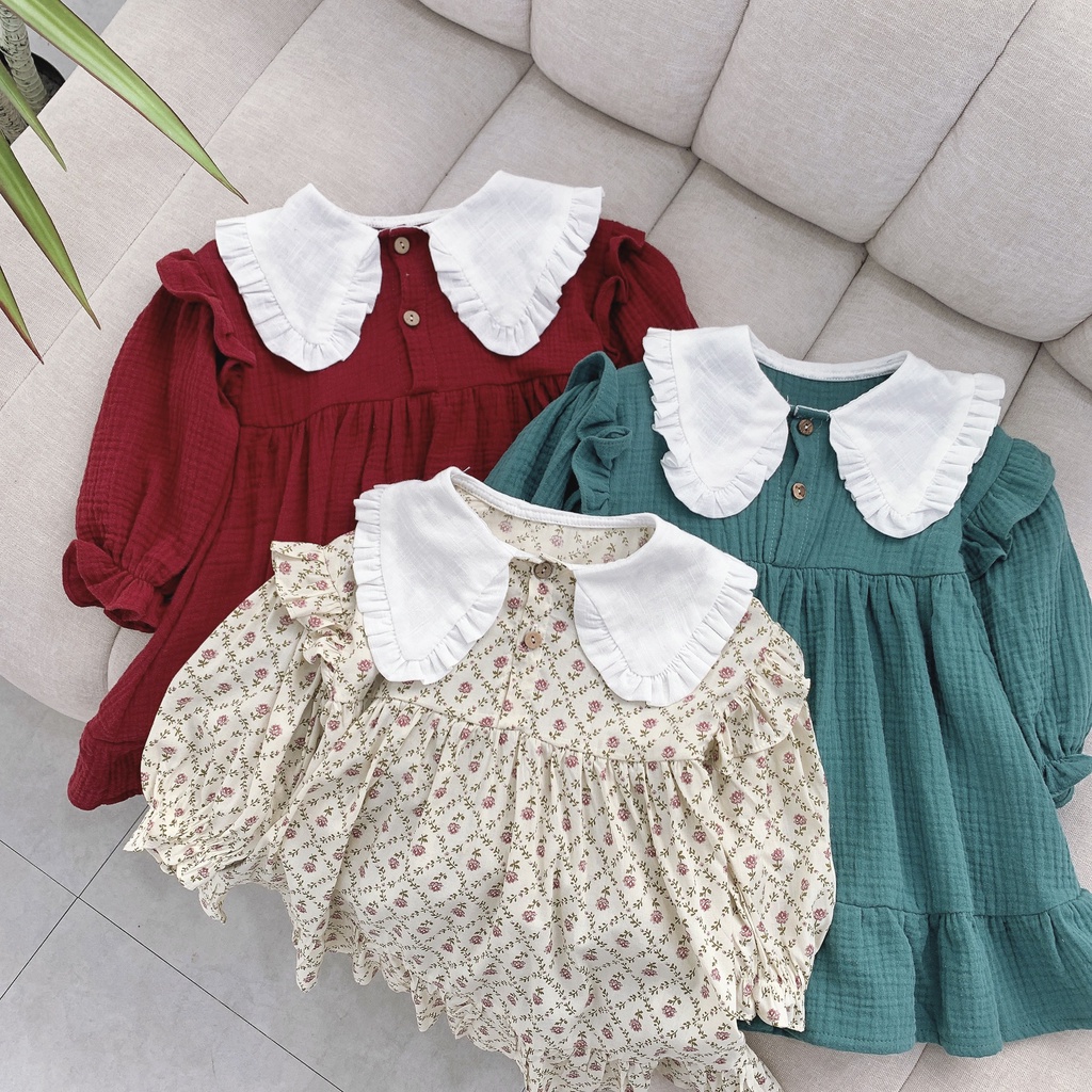 Váy babydoll phối cổ nhọn mùa noel 5005 op kids