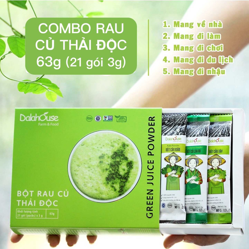 Bột rau củ thải độc Dalahouse Hộp 63gr - Detox thanh lọc