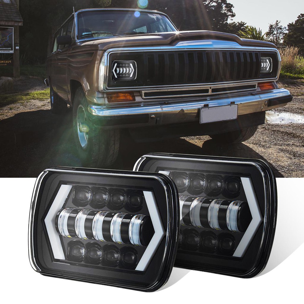 Đèn Pha LED Hình Vuông 5X7 "Mắt Thiên Thần H6054 H5054 H6054LL 69822 Thay Thế Cho Jeep Wrangler XJ YJ Sedans Gmcs