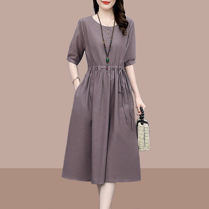 Đầm Dáng Chữ a Vải Cotton Lanh Mỏng Cao Cấp Phong Cách Nhật Bản Mới