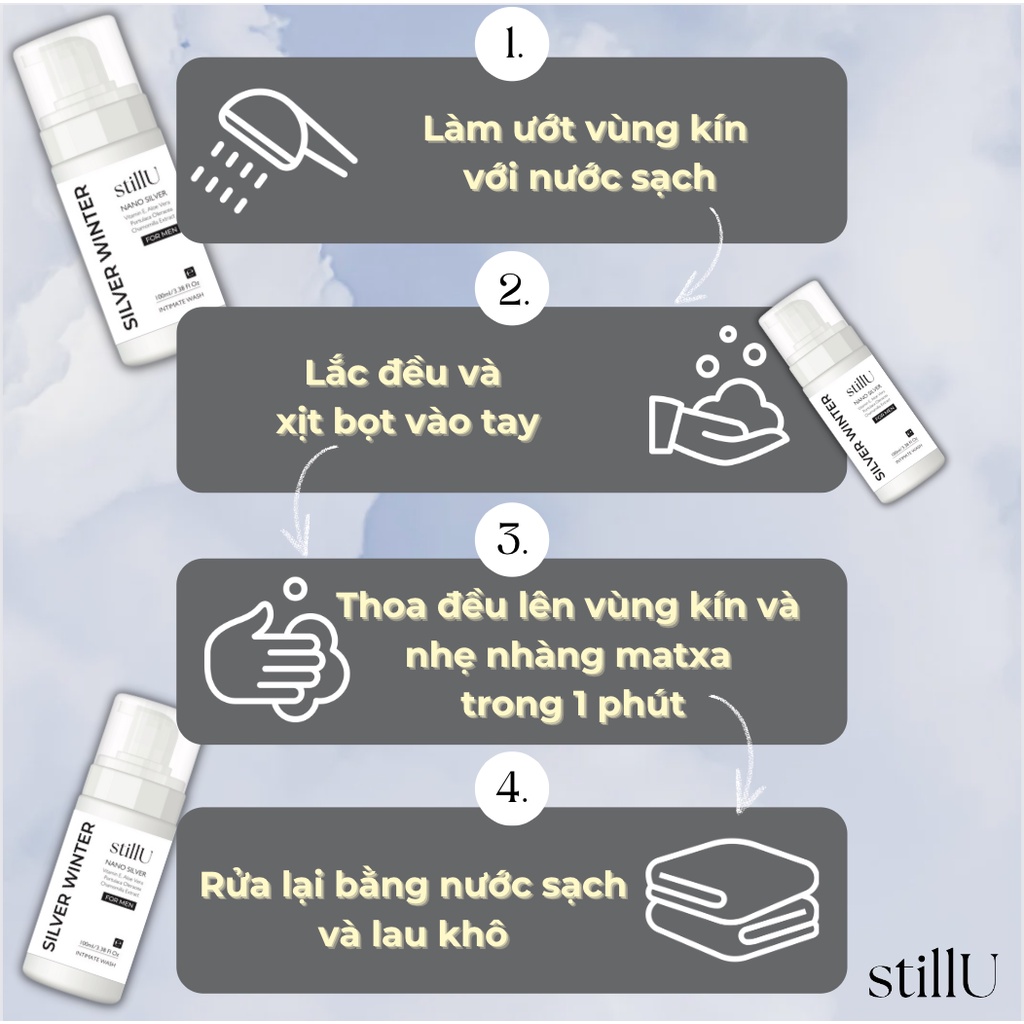 Dung dịch vệ sinh nam giới tạo bọt stillU hương tươi mát Silver Winter 100ml