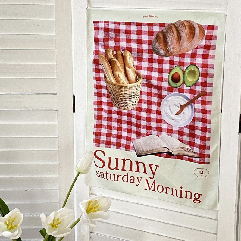 Thảm Treo Tường Trang Trí In Hình Thức Ăn Phong Cách Hàn Quốc