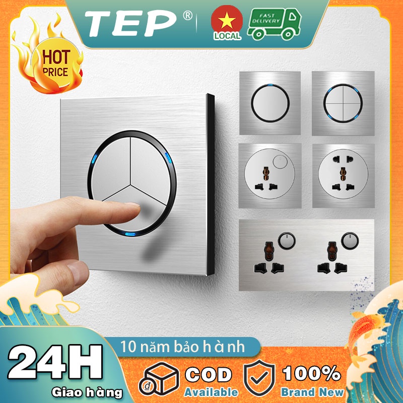 Công Tắc Điện Tường ổ cắm điện gia đình có USB công tắc đèn hiện đại 1/2/3/4 Gang Ổ cắm 5 lỗ Xám cao cấp