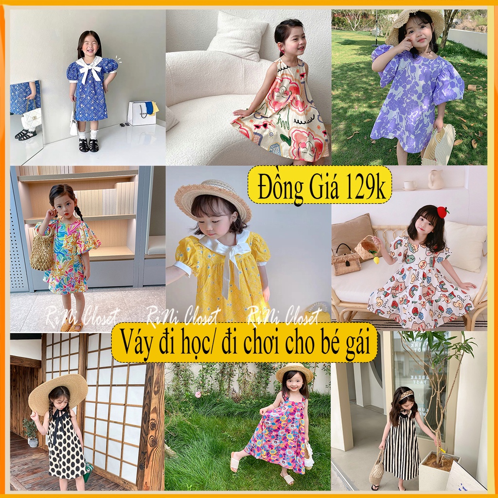 Đầm váy xinh cho bé gái Cao Cấp Loại 1 - váy đi học, đầm mặc nhà cho bé gái trẻ em phong cách cá tính G129K