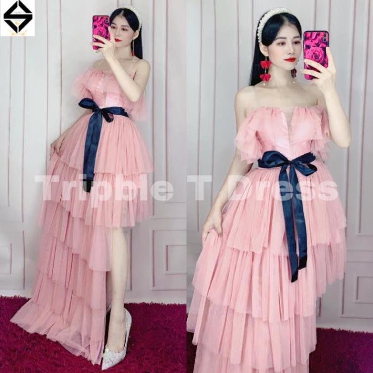 Đầm dự tiệc đuôi tôm trễ vai lưới sang trọng rất đẹp - size M/L (có ảnh/video thật) MS8Y HOT !