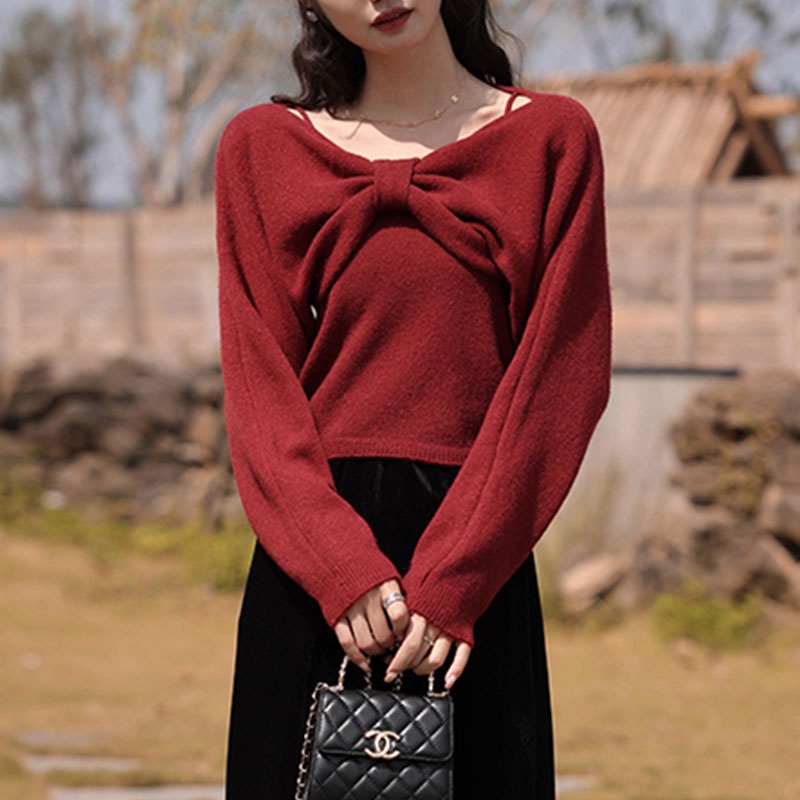 Áo Dệt Kim Tay Dài Dáng Ôm Thời Trang Hàn Quốc Dành Cho Nữ