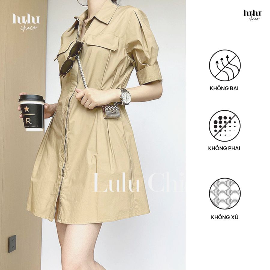 Váy kiểu LULUCHICO S09| Váy kiểu form rộng chất liệu thô Hàn thoáng mát | Váy kiểu local brand chính hãng cao cấp