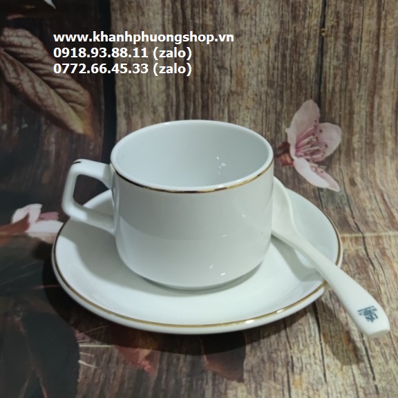 bộ tách uống cà phê viền vàng sứ Minh Long - tách uống cà phê viền vàng sứ minh long