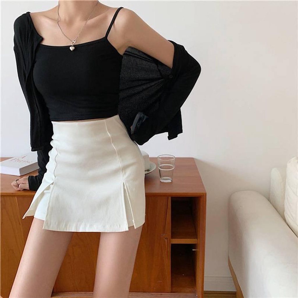 Quần giả váy chữ A MADELA xẻ tà trước phong cách Hàn quốc vải mango dày dặn-QGVX02