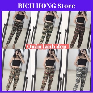 Quần Lanh Thổ Cẩm Jogger Ống Rộng Cạp Chun Có Túi Chất Vải Nhẹ Mát Freesize Bigsize