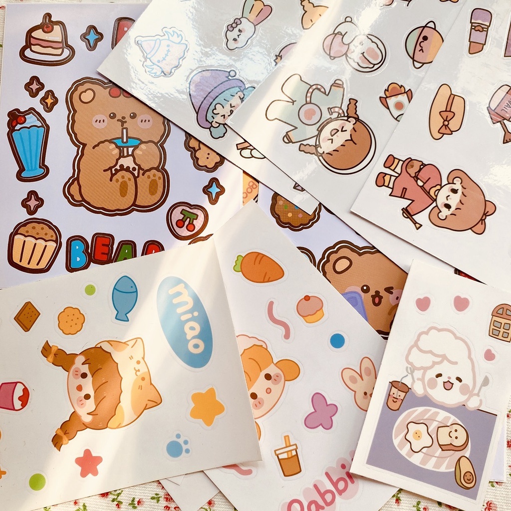 [THANH LÝ] Sticker cô gái dễ thương xinh xắn hình nhãn dán ghi chú