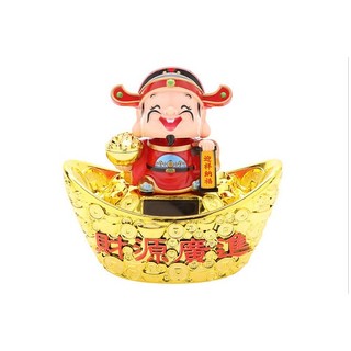 Tượng Thần Tài Năng Lượng Mặt Trời Gật Đầu Vẫy Tay Gọi Khách Chiêu Tài May Mắn