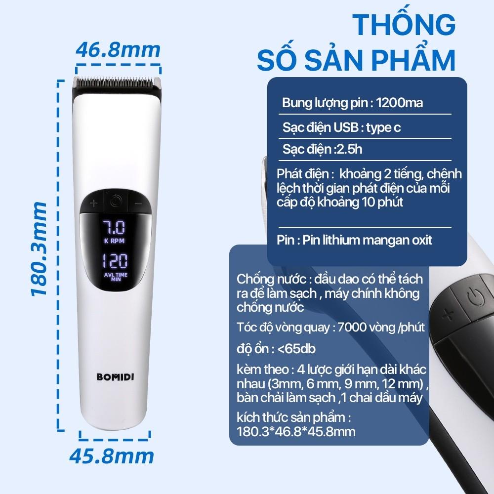 Tông đơ cắt tóc cầm tay BOMIDI L1 - 4 cấp độ để chọn, màn hình hiện thị - Minh Tín Shop