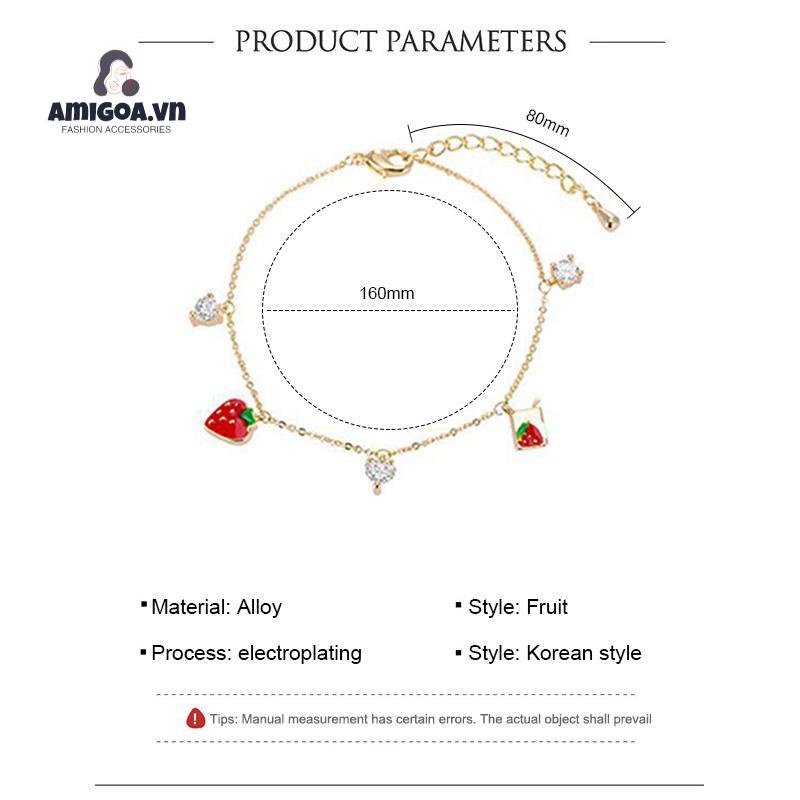 ✨✨Vòng Tay Mặt Dây Hình Dâu Tây Siêu Thơ Cho Cặp Đôi Bạn Gái