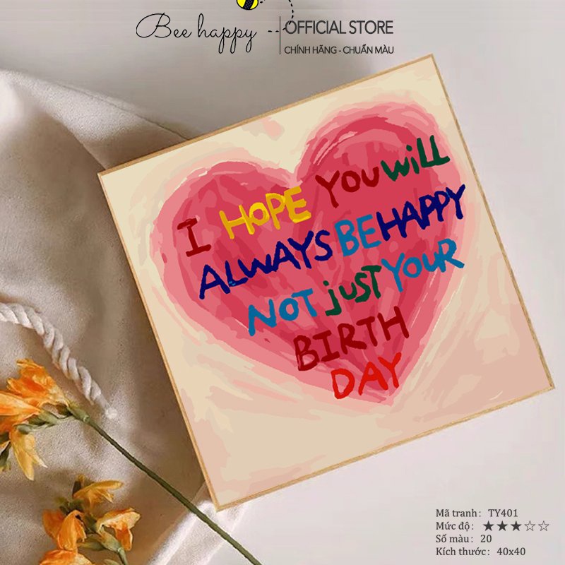 Tranh số hóa tình yêu size 30x30,20x20,40x40 BEE HAPPY tuyển chọn mẫu mới siêu đáng yêu