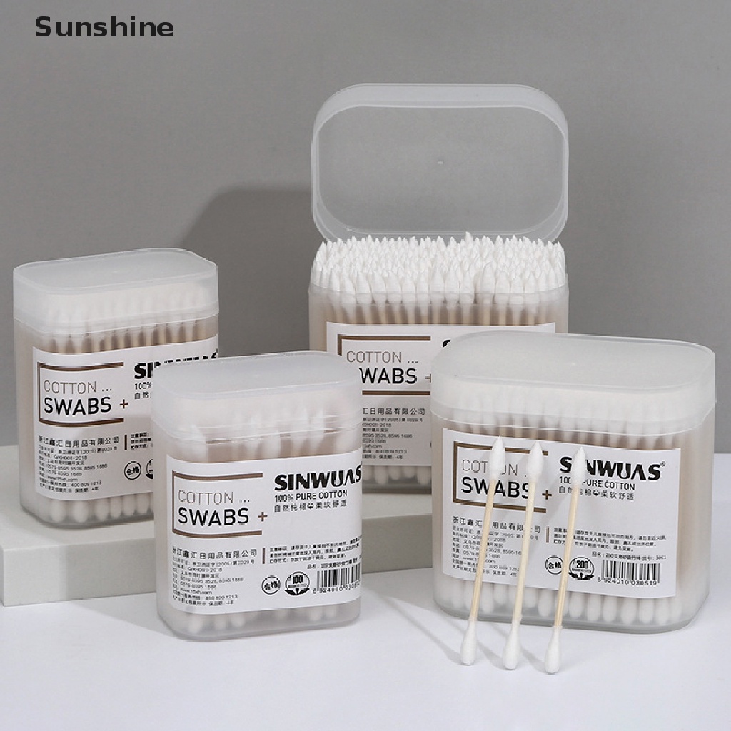 Set 100 / 200 Tăm Bông Cotton Dùng Một Lần Chất Lượng Cao