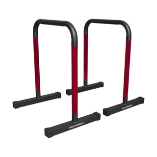 Xà kép Parallettes Dip cao 83cm, Pocorrys PADS-05, Màu đen sọc đỏ