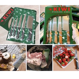 Set dao kiwi thái lan 5 món bền, sắc, chính hãng bộ dao kiwi cán gỗ thái lan [sẵn