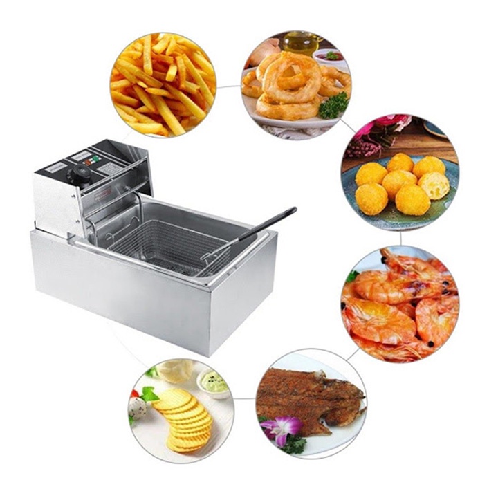 Bếp chiên nhúng điện đơn 6L siêu bền Nồi chiên nhúng điện đơn, chiên gà, khoai tây, các loại thực phẩm