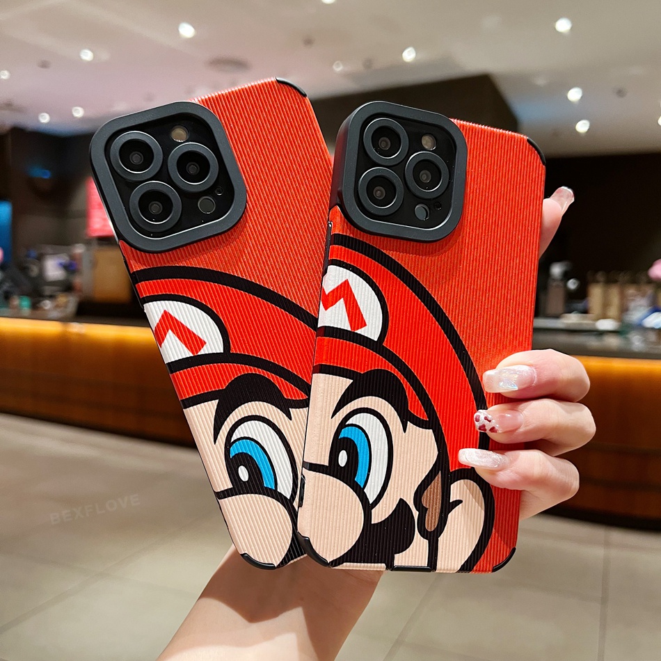 Ốp Điện Thoại Da Họa Tiết Mario Cho iPhone 11 12 13 14 Pro MAX 11Pro 12Pro 13Pro 7 8 Plus X XR XS MAX SE 2022