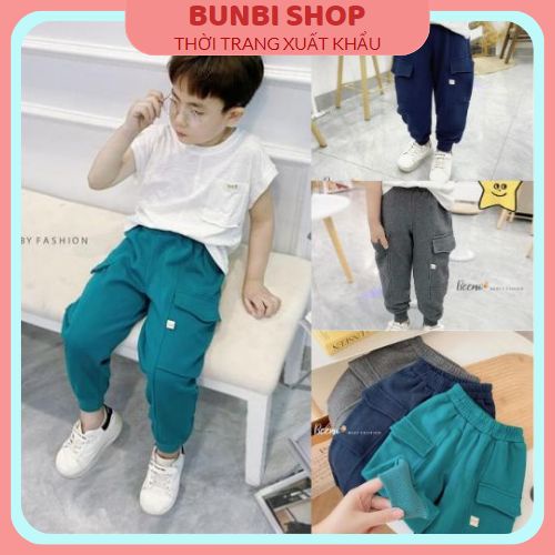Quần nỉ da cá cho bé,quần dài túi hộp bo gấu Beemo kiểu dáng Unisex khỏe khoắn,hàng việt nam xuất khẩu chuẩn