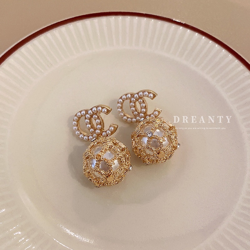 Bông Tai Mạ Bạc Đính Ngọc Trai Và Kim Cương Nhân Tạo Thời Trang