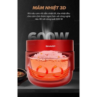 [HÀNG CHÍNH HÃNG] Nồi Cơm Điện Tử Sharp KS-COM100DV-RD (Màu Đỏ, Trắng) 1 Lít 600W [Hẹn giờ, 6 chế độ nấu]