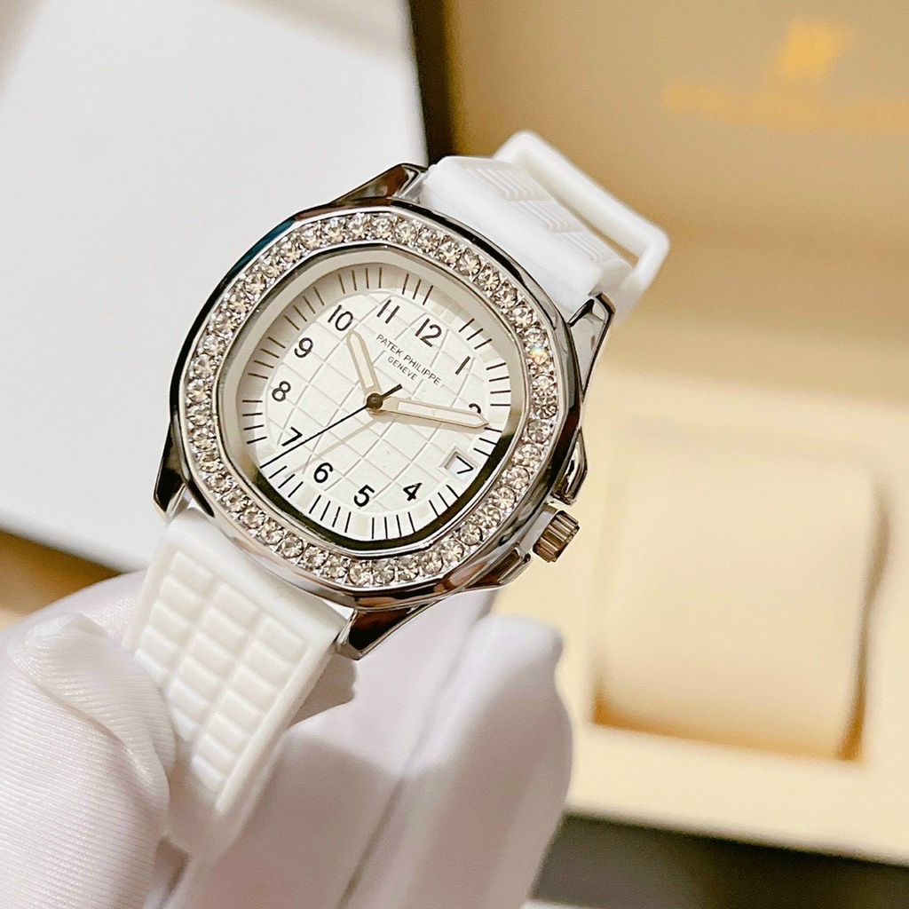 Đồng Hồ Nữ PATEK_PHILIPP Dây Cao Su - Viền Nạm Đá