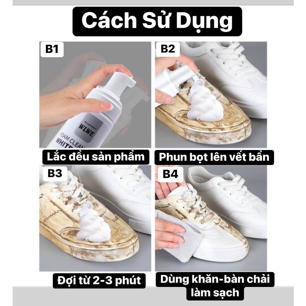 Bình Xịt Vệ Sinh Giày, Bình Xịt Bọt Tuyết Giặt Khô Giày, Dung Dịch Vệ Sinh Giày, Vệ Sinh Giày Dép Sneaker Cao Cấp