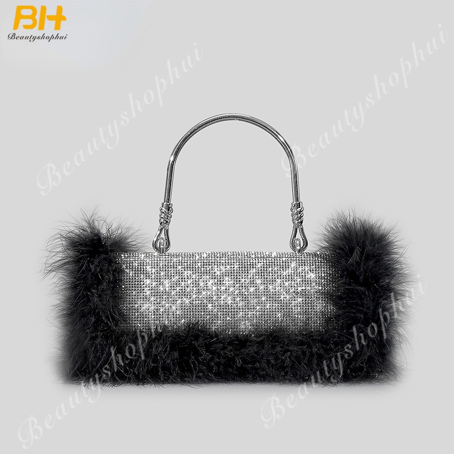 Túi Đeo Vai Bằng Lông Chồn Đính Kim Cương Toàn Diện Thời Trang 2022 Mới Dành Cho Bạn Nữ
