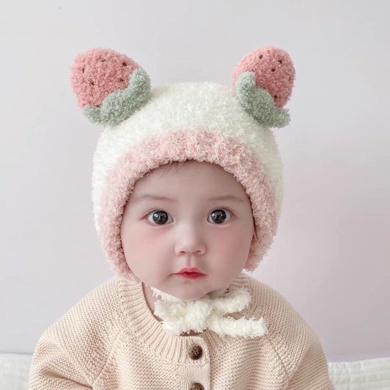 Mũ len lông cừu trái cây cho bé 3-48 tháng